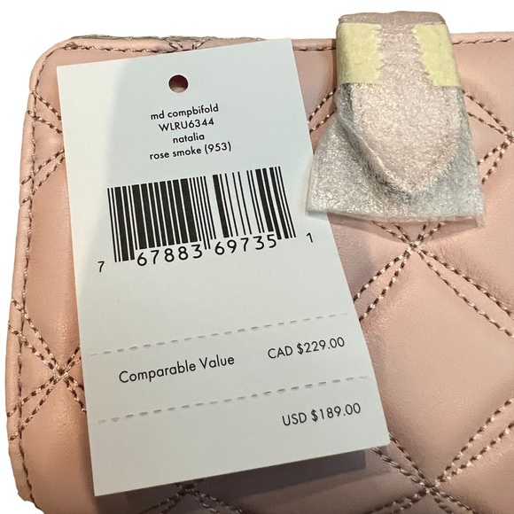Kate Spade Natalia Rose Smoke quilted Medium Bifold wallet NWT - Picture 2 of 5